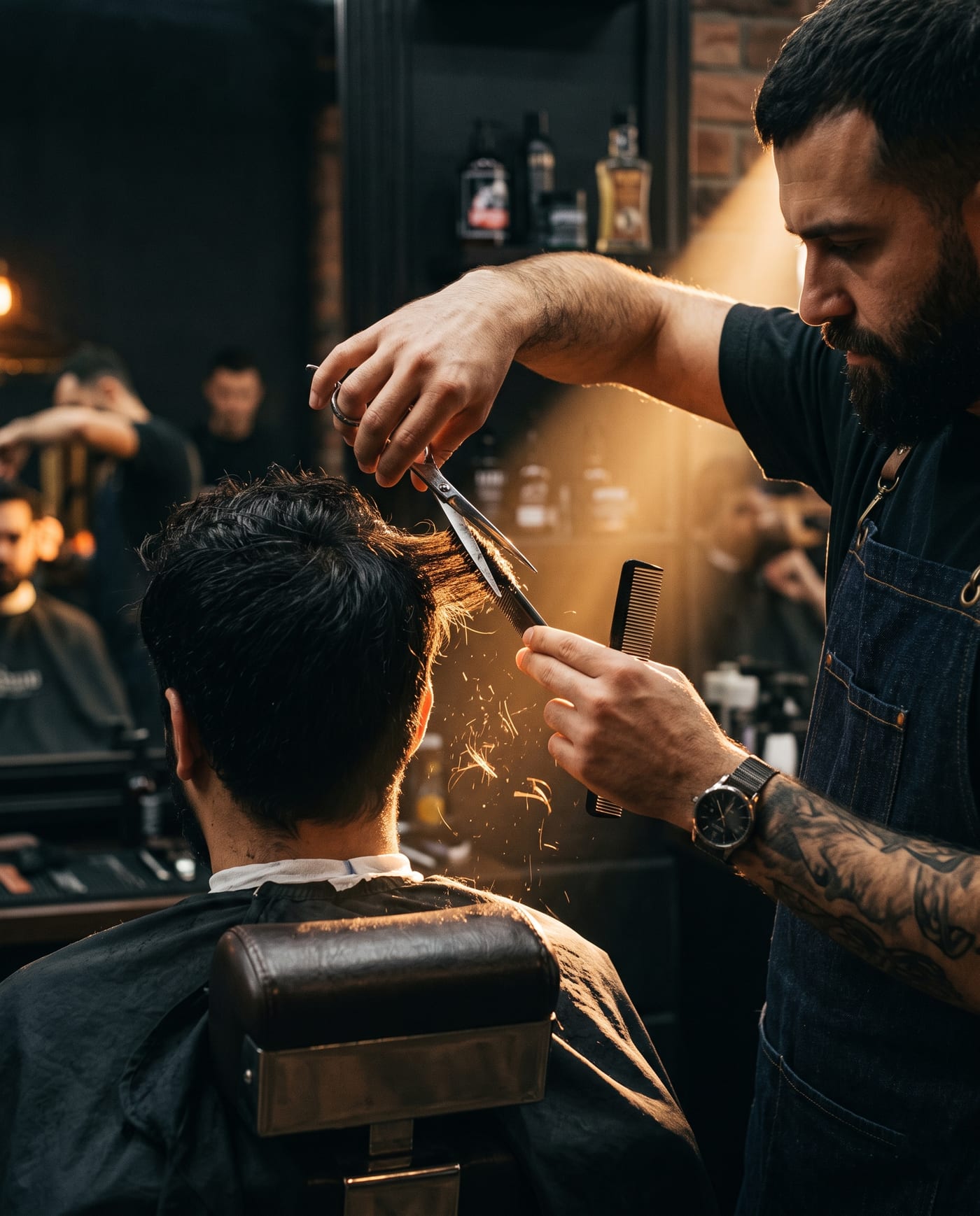 حلاق يقدّم قصّة شعر رجالية دقيقة في Red Gents Salon، برشا هايتس دبي