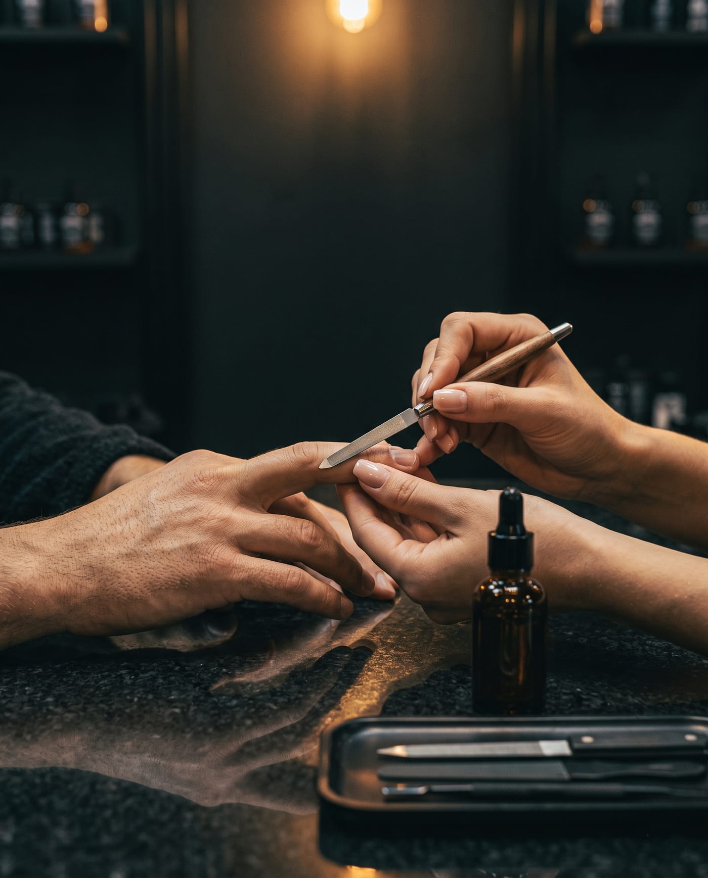 خدمة مانيكير للرجال في Red Gents Salon دبي